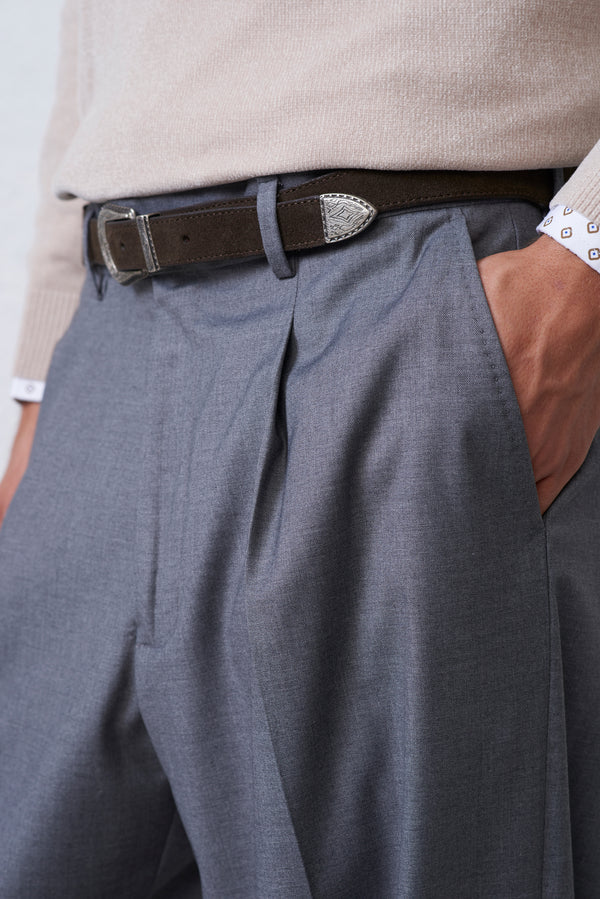 Pantalone Wide Leg Vita Alta in Lana
