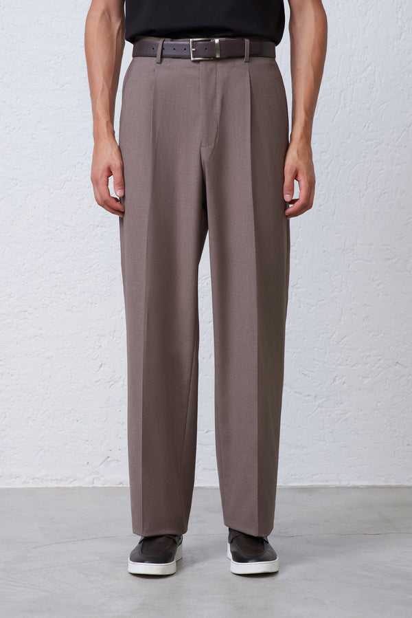 Pantalone Wide Leg Vita Alta in Lana