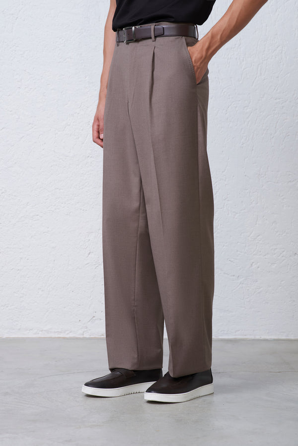 Pantalone Wide Leg Vita Alta in Lana