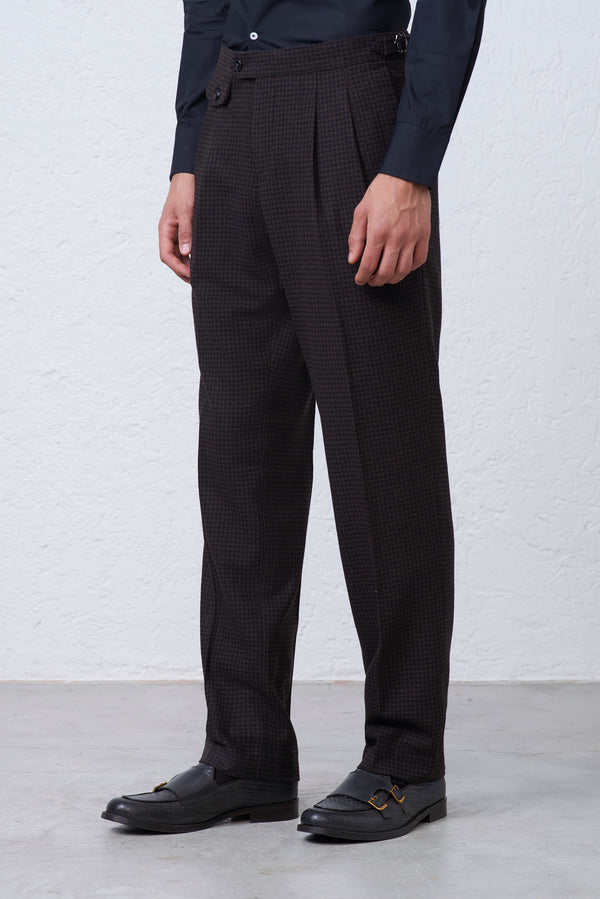 Pantalone Doppia Pence all'inglese in Pied de Poule