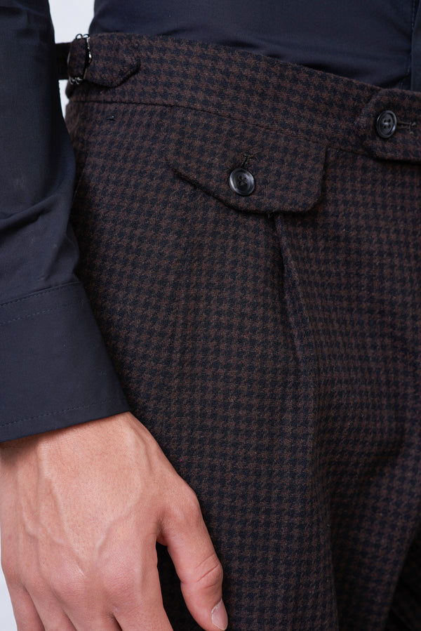 Pantalone Doppia Pence all'inglese in Pied de Poule