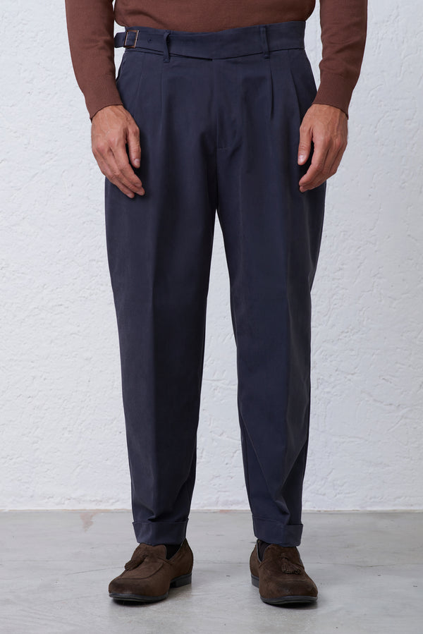 Pantalone Doppia Pence con Fibbia Laterale