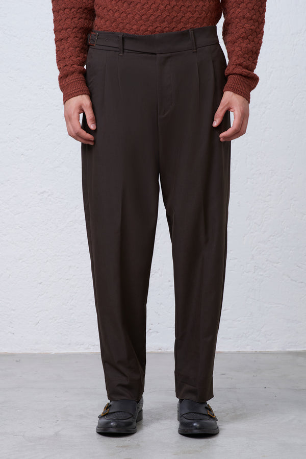 Pantalone Doppia Pence con Fibbia Laterale