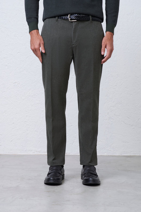 Pantalone Chino in Cotone Stretch Operato