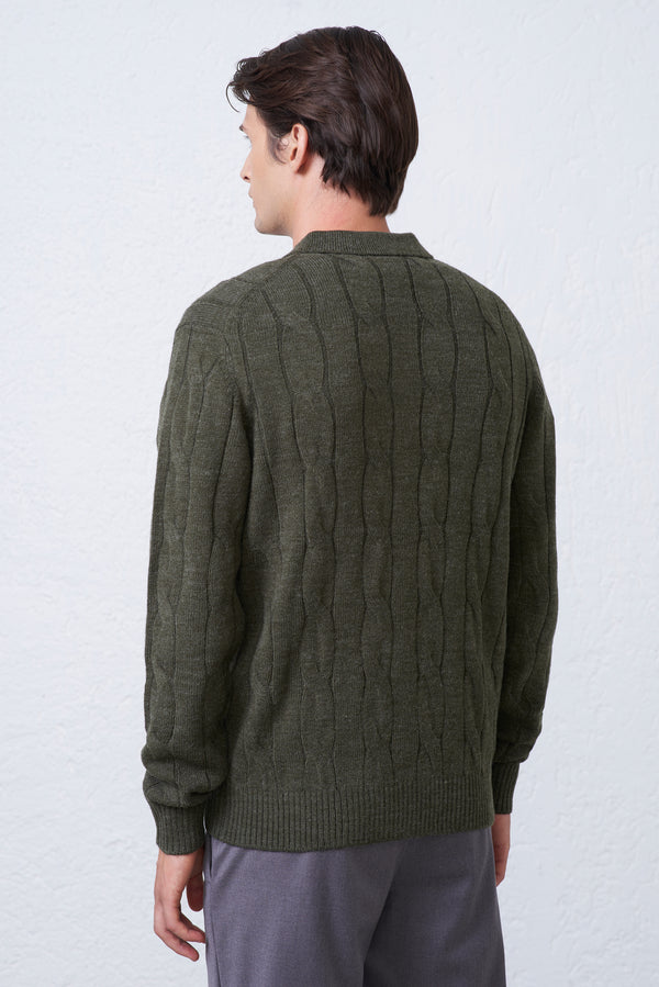 Polo Uomo in Maglia con Treccia e Zip