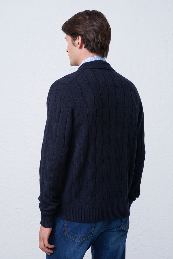 Polo Uomo in Maglia con Treccia e Zip