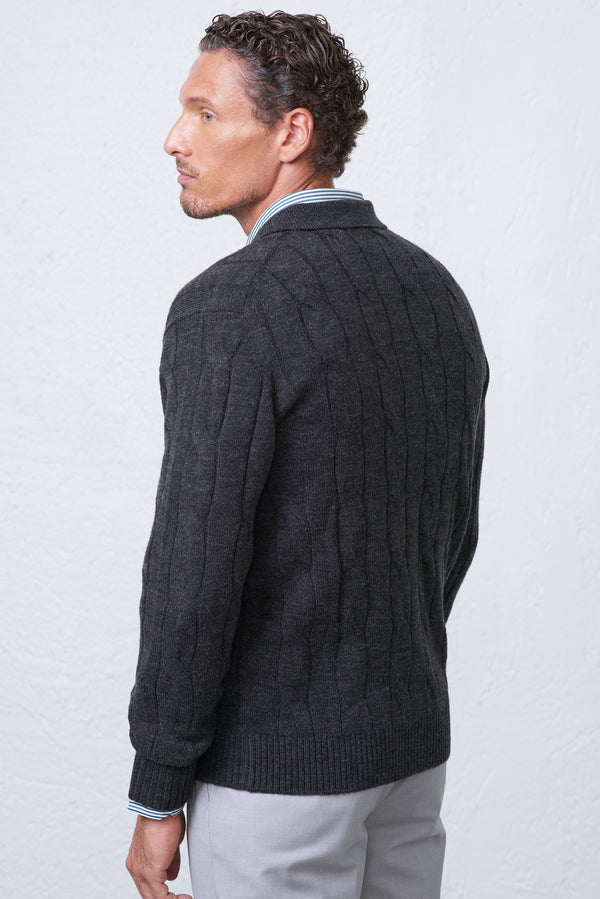 Polo Uomo in Maglia con Treccia e Zip