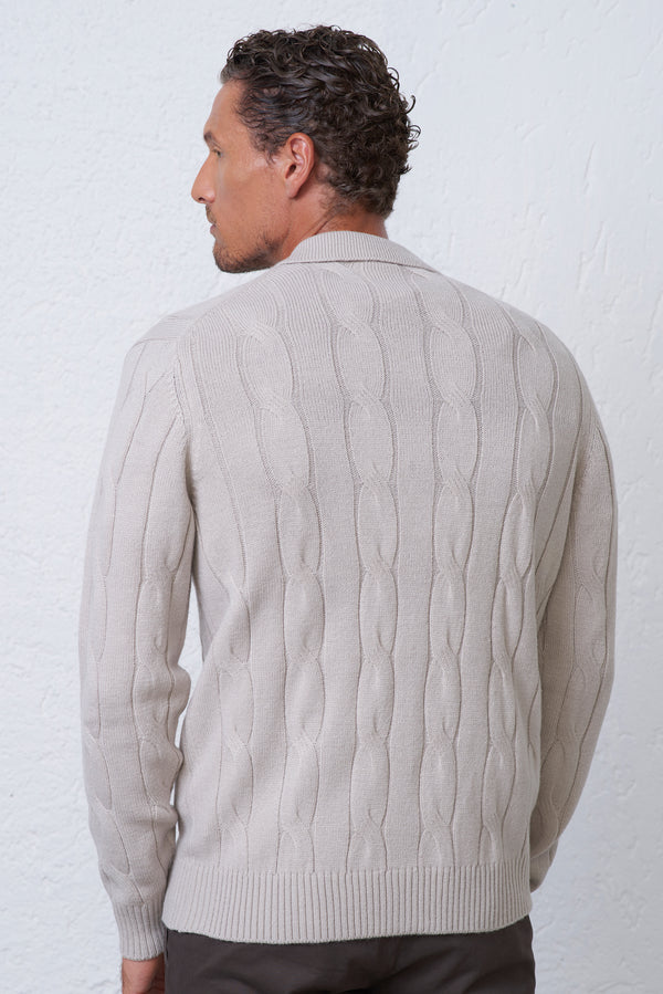 Polo Uomo in Maglia con Treccia e Zip