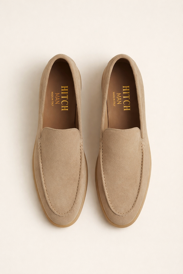 Mocassino uomo camoscio beige